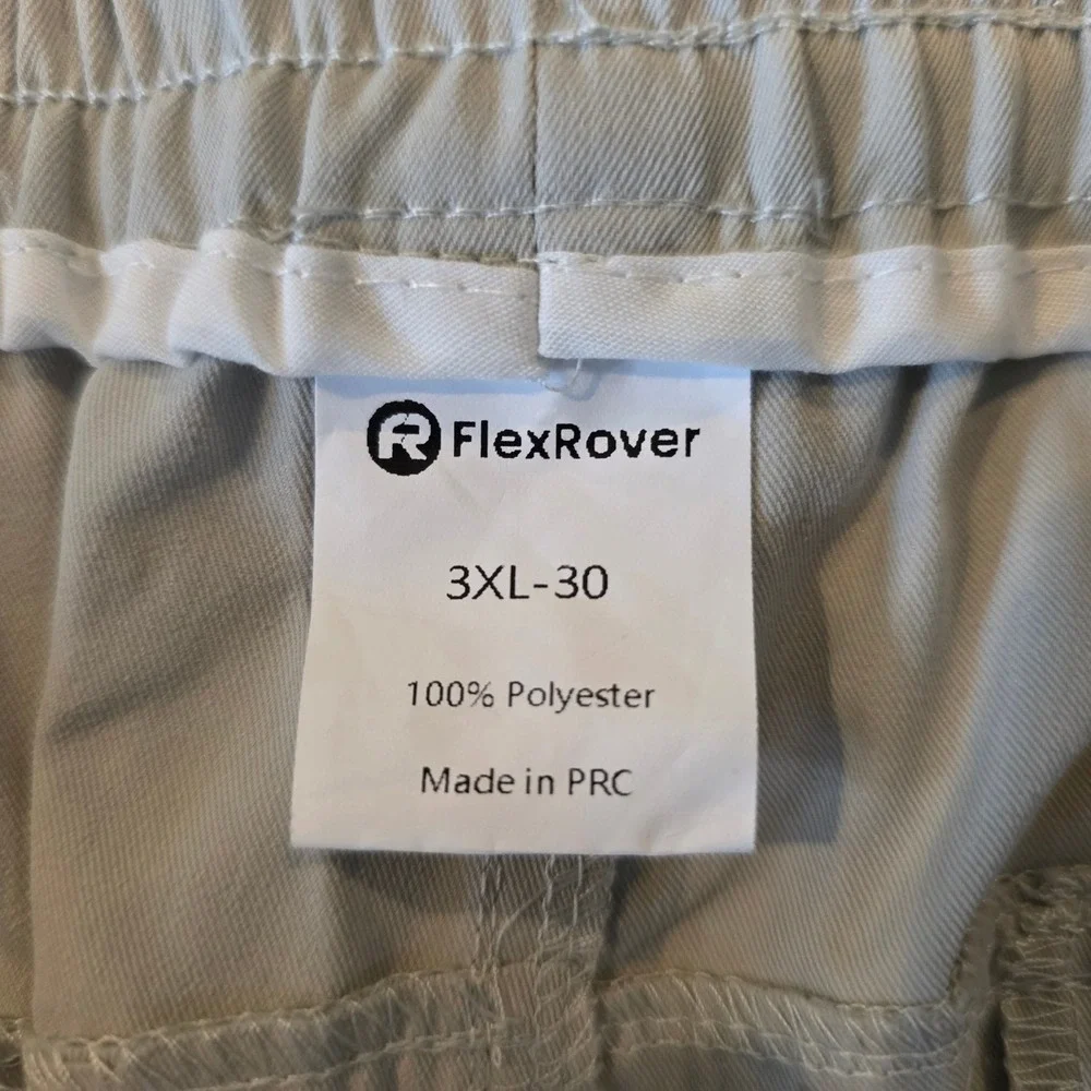 FlexRover Mens Cargo Pants Tan Khaki Elastic Waist 3XL-30 Outdoor Casual Utility